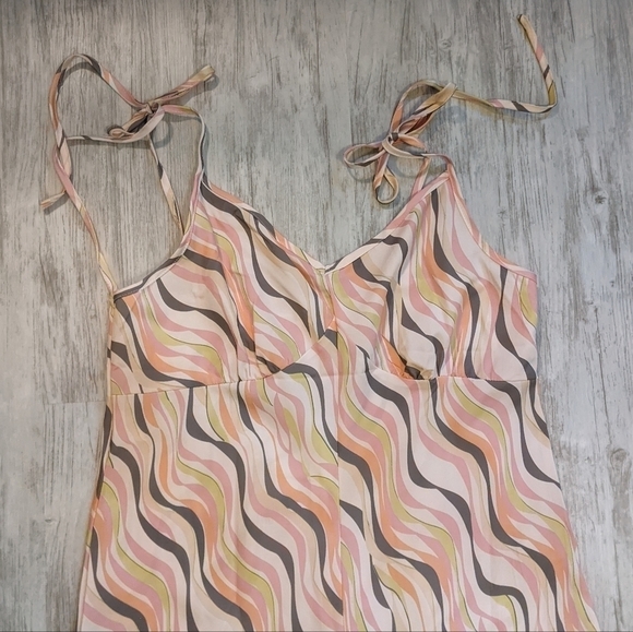 Retro Barbiecore Pink Multicolor Tie-Shoulder SheIn Jumpsuit Size Small - Picture 2 of 11